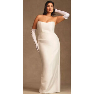 Jenny Yoo Catalina Strapless Wedding Dress Plus Size w/ Removable Cape 22